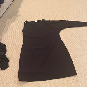 Halston heritage black dress with gold sleeve